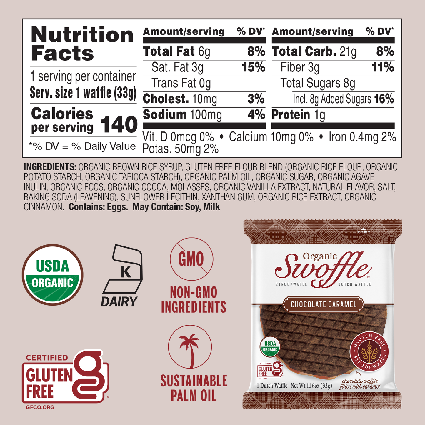 Swoffle Organic Chocolate Caramel 12 Pack