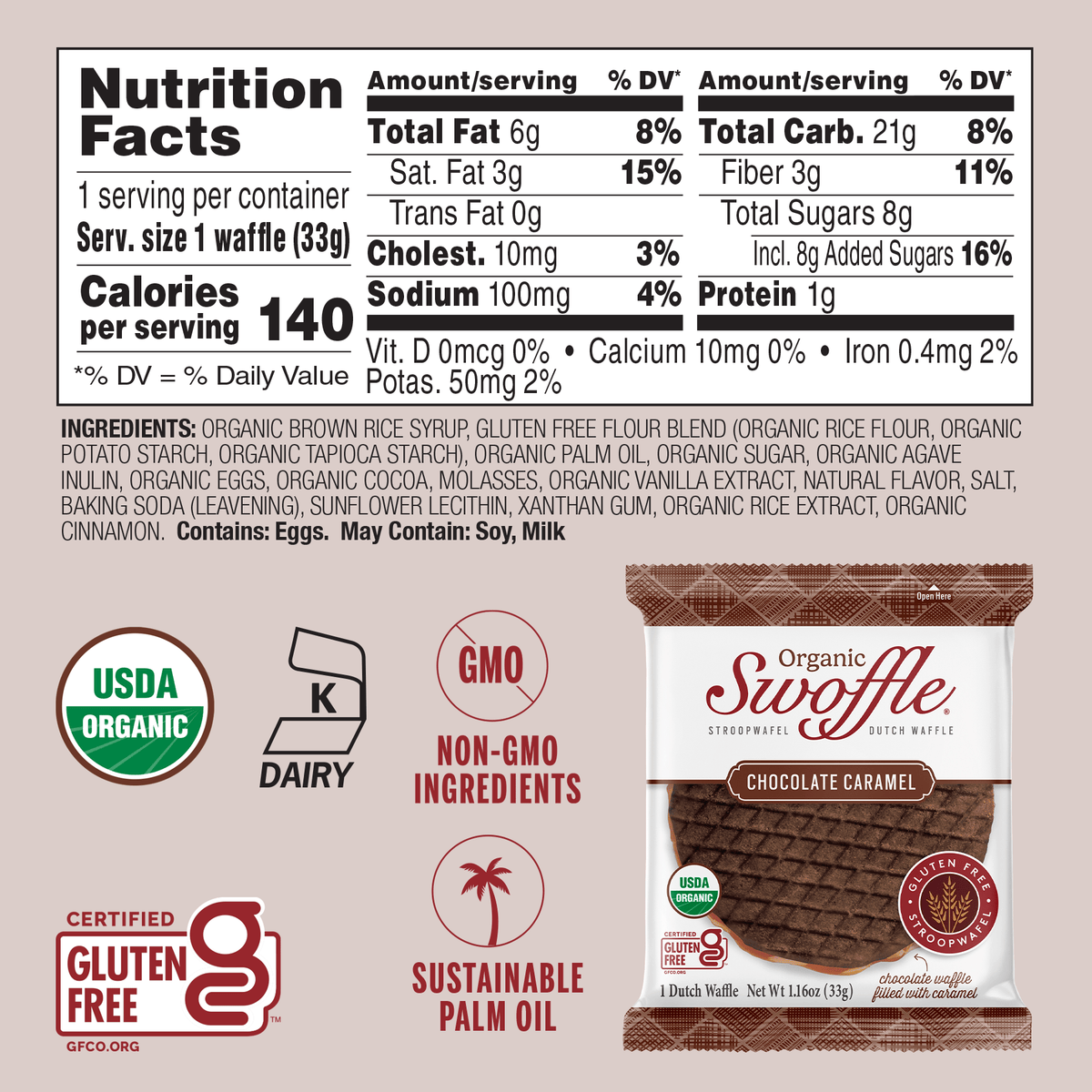 Swoffle Organic Chocolate Caramel 12 Pack Swoffle Swoffle