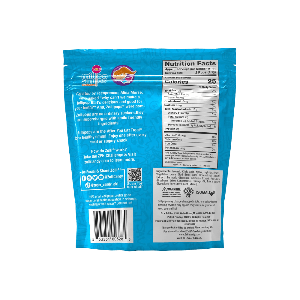 Zolli Candy Bundle - Sugar-Free Candy Tooth-Friendly Lollipop Assortment, 3 Bags Candy Zollicandy