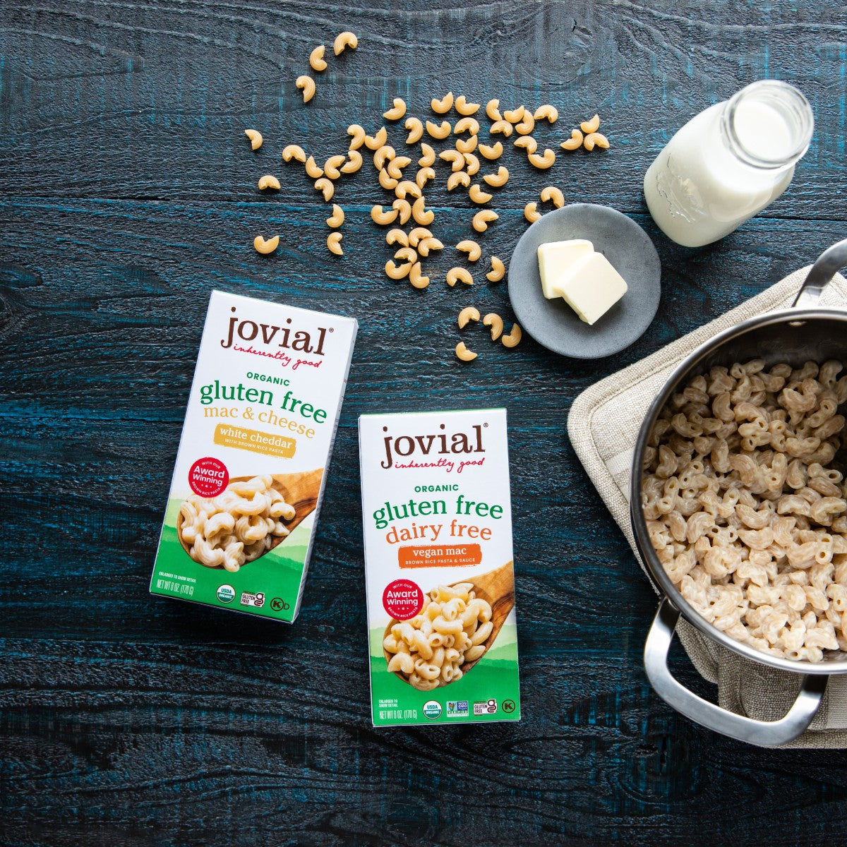 A bowl of Jovial Gluten-Free Vegan Mac and Cheese featuring creamy pasta made by Jovial Foods, Inc.