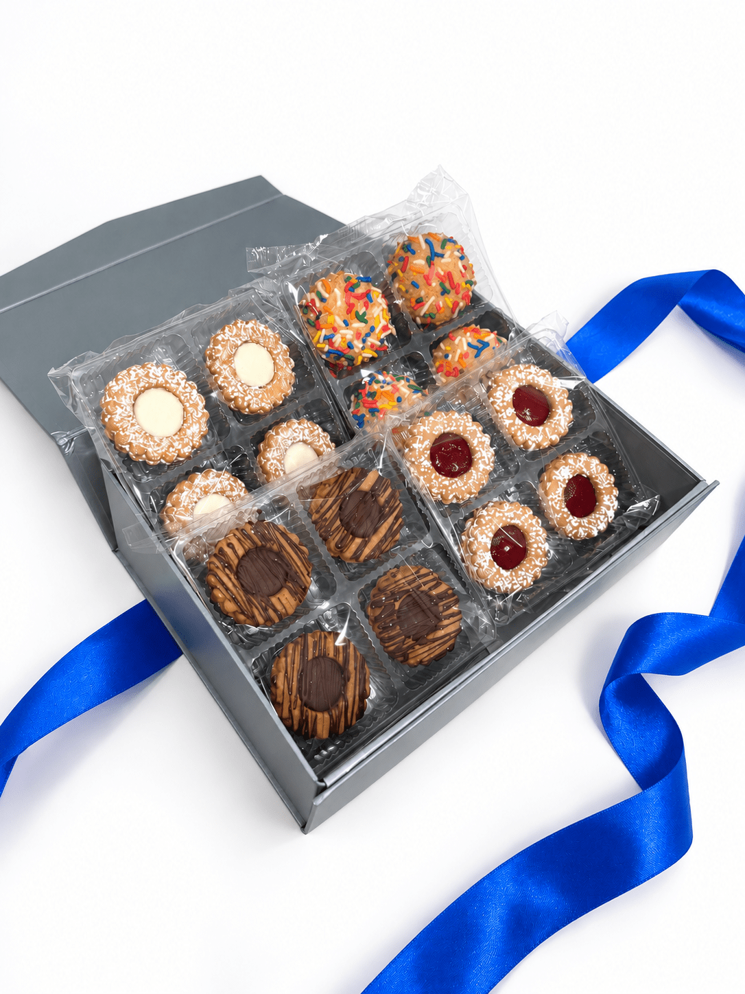 Assorted My Dad's Cookies holiday bakery favorites gift box with various cookies displayed in a festive presentation.