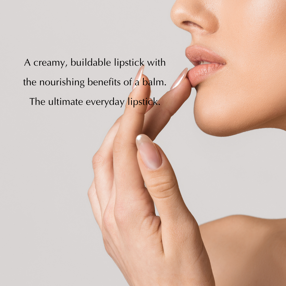 EpiLynx Perfect Lip Crayon in a nude shade, showing the hydrating, buildable vegan and gluten-free lipstick balm pencil.