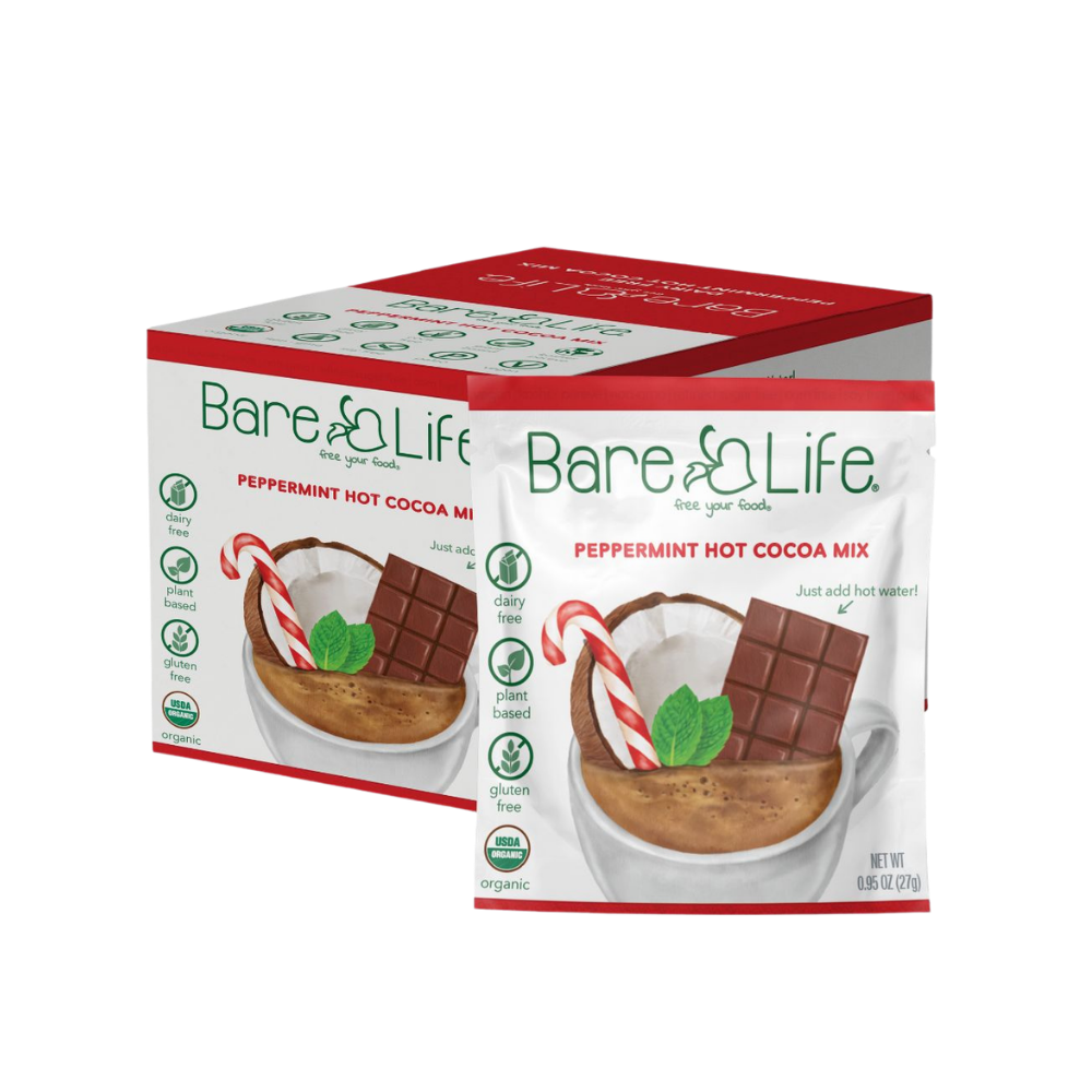 Bare Life Instant Dairy Free Peppermint Hot Cocoa Mix  |  20 Pack