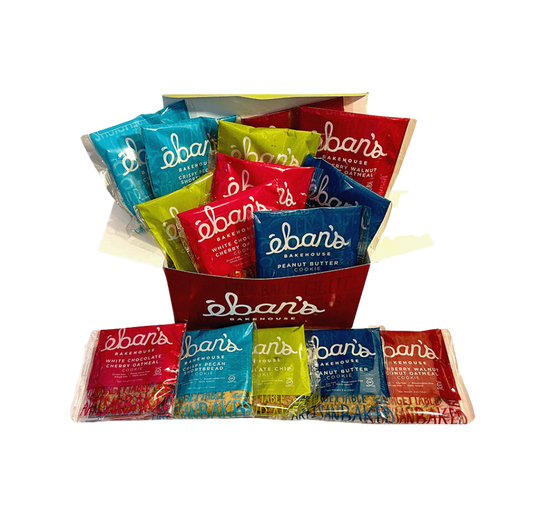 Eban’s Bakehouse gluten-free cookie variety pack with 15 assorted cookies, showcasing different flavors and textures.