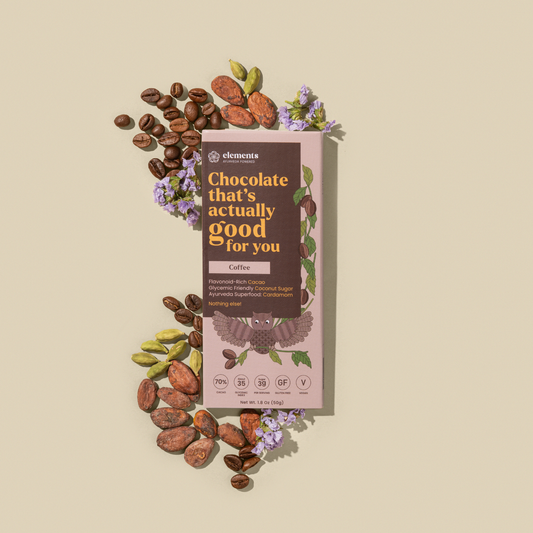 Assorted Elements Truffles Coffee chocolates in a decorative box, showcasing smooth, rich chocolate truffles with coffee flavor.