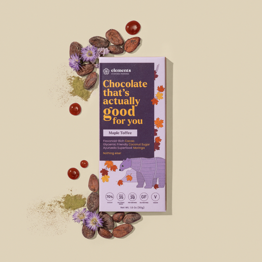 Elements Truffles Maple Toffee chocolates with rich, creamy chocolate exterior and sweet maple toffee filling.