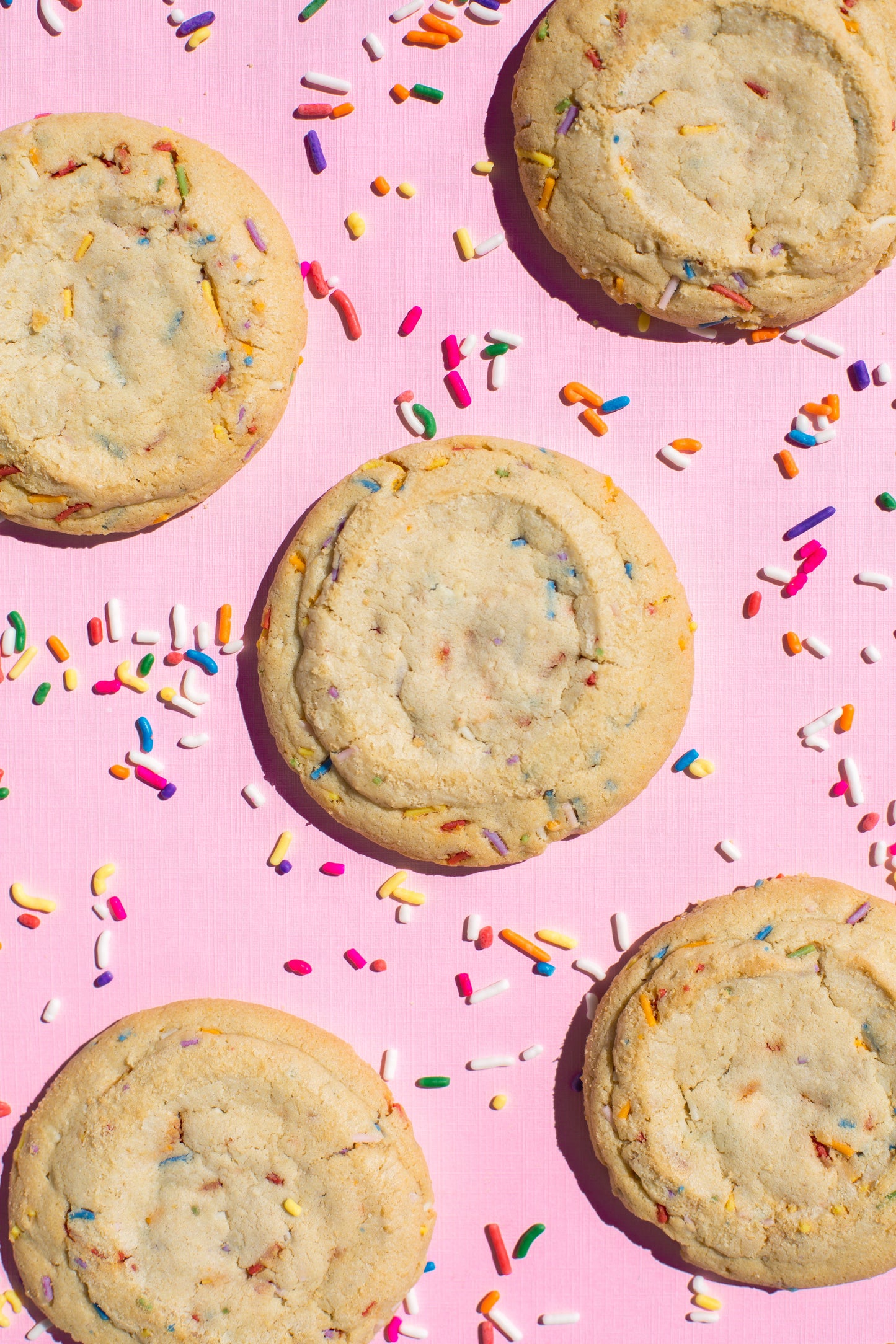 Ethel's Baking Company Confetti Cookies, 36 colorful decorated cookies with sprinkles and vibrant icing, arranged on a platter.