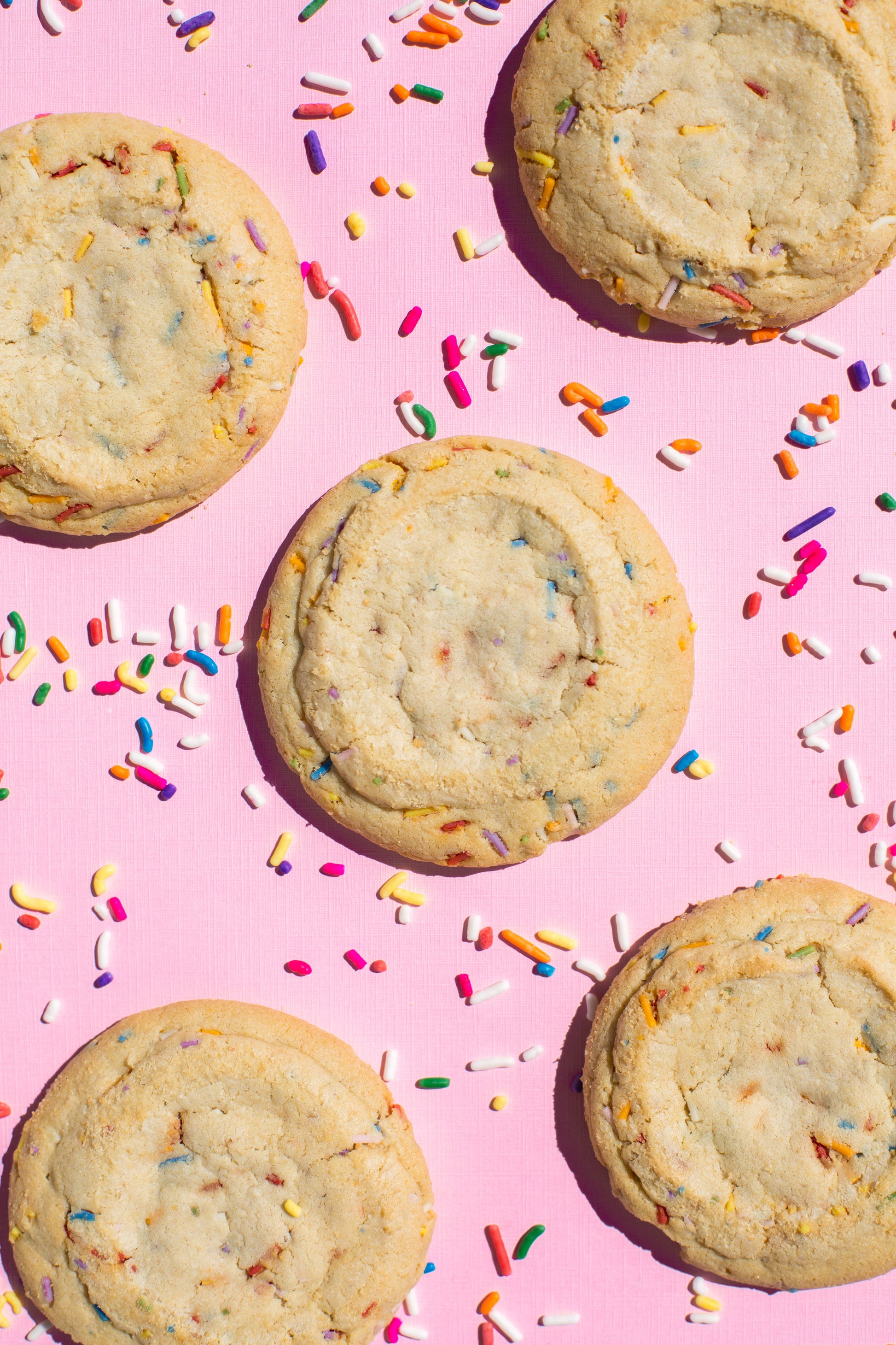Ethel's Baking Company Confetti Cookies, 36 colorful decorated cookies with sprinkles and vibrant icing, arranged on a platter.