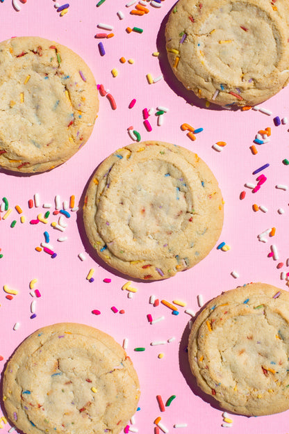Ethel's Baking Company Confetti Cookies, 36 colorful decorated cookies with sprinkles and vibrant icing, arranged on a platter.