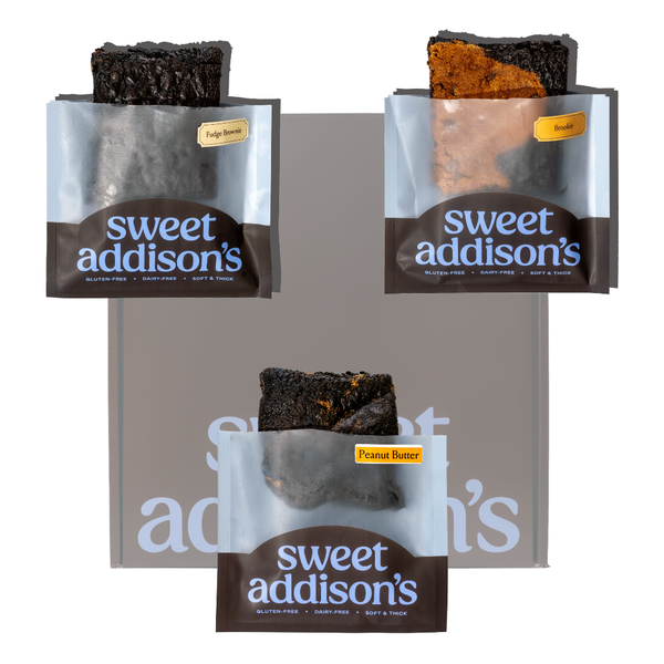 Sweet Addison's Brownie Box with assorted rich, fudgy brownies arranged in a decorative box, perfect for gifting or treats.