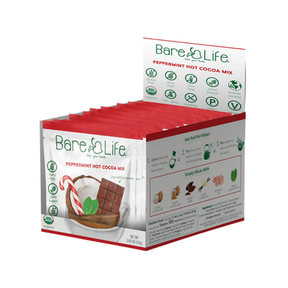 Bare Life Instant Dairy Free Peppermint Hot Cocoa Mix  |  20 Pack