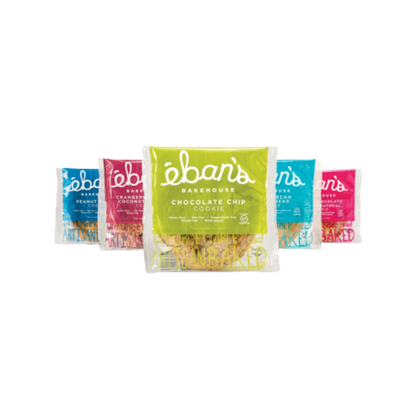 Assorted gluten-free cookies from Eban’s Bakehouse in a variety pack, featuring different cookie types on a white plate.