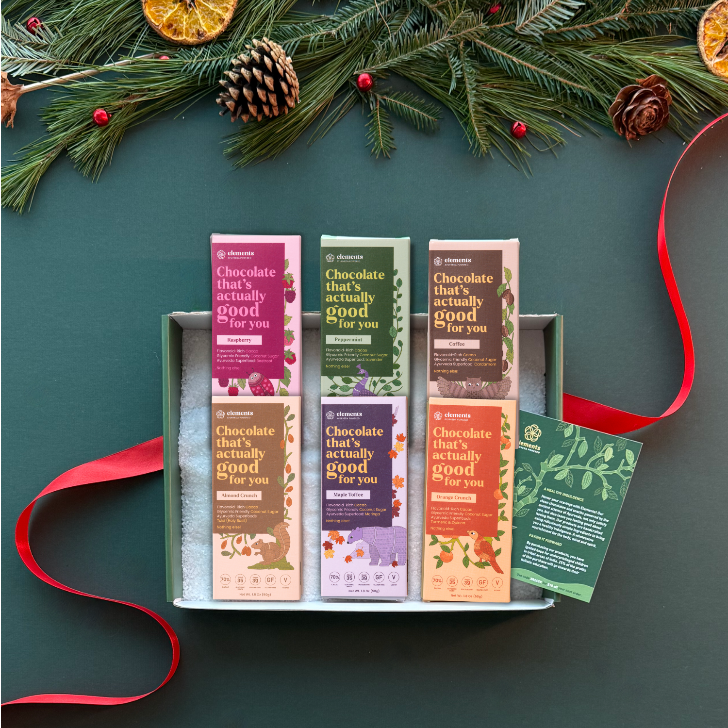 Elements Truffles Founders Favorites Gift Box with assorted chocolates, featuring elegant packaging and a variety of rich, handcrafted truffles.