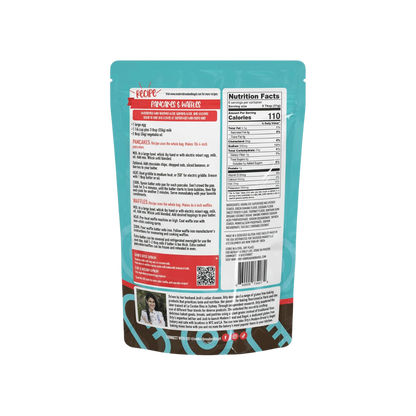 Modern Bread & Bagel pancake, waffle, and bread mix package with bright design and product branding on the front.