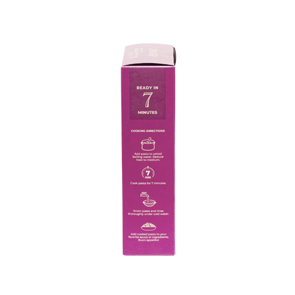 Flower Chef Foods high protein penne pasta pack of 3 showing uncooked pasta in transparent packaging.