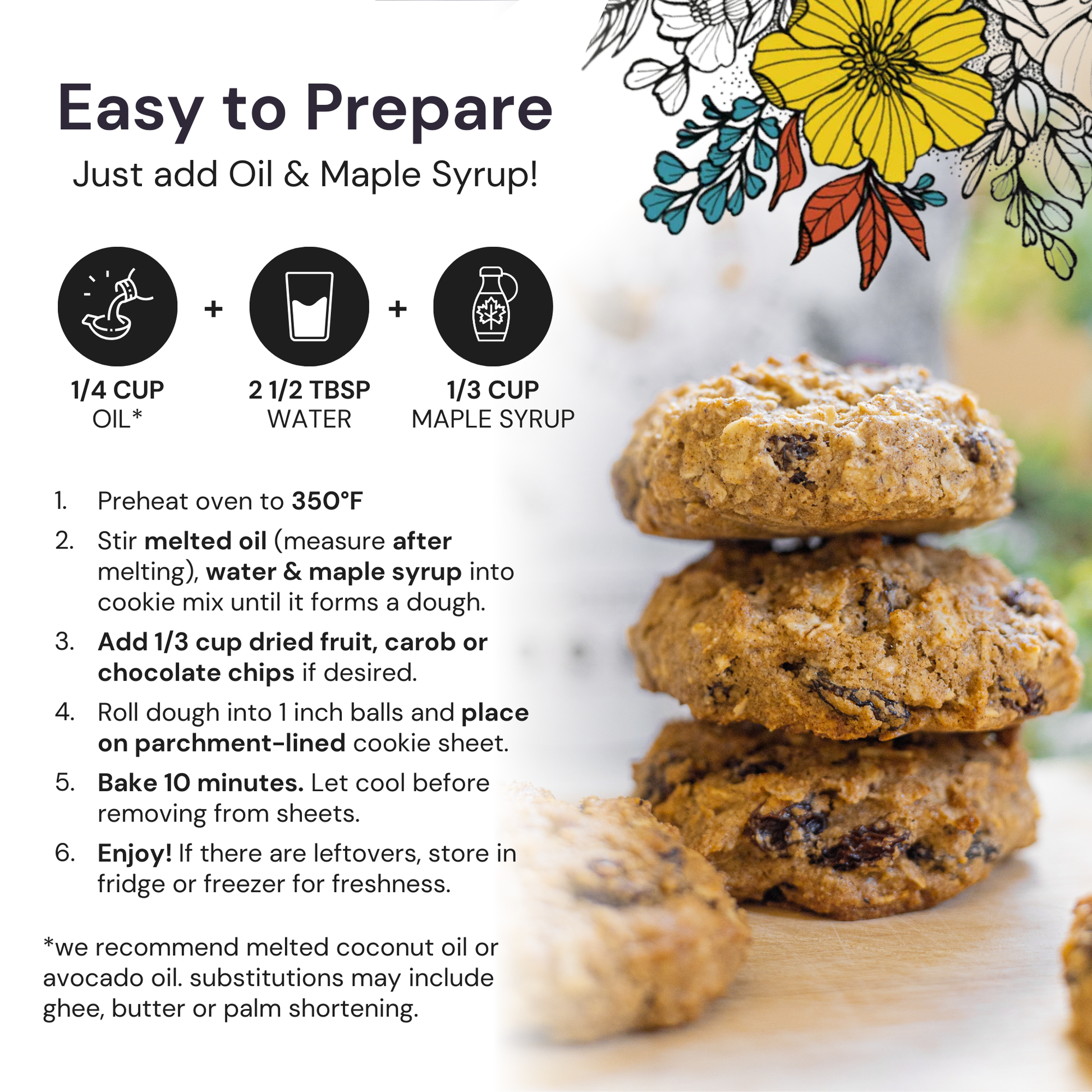 Eat G.A.N.G.S.T.E.R. Foatmeal Cookie Mix in a clear bag with cookies ready to bake on a countertop.
