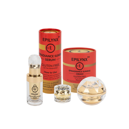 EpiLynx Sunrise Nourishing & Firming Set with face serums for sensitive skin, promoting radiant glow and hydration.