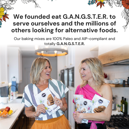 Eat G.A.N.G.S.T.E.R. Sugar Cookie Mix in a bag, ready for baking, with a colorful label and cookie images on the packaging.