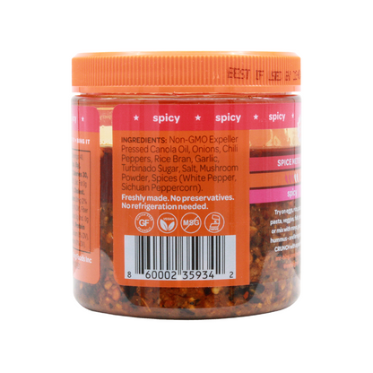 Two 7oz jars of Mr Bing Chili Crisp by Mr Bing Foods, showing the spicy chili crisp sauce in glass jars with labels.