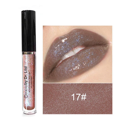 EpiLynx Hydrating Shine Lip Gloss in a clear tube showing glossy, moisturizing formula with a doe-foot applicator.