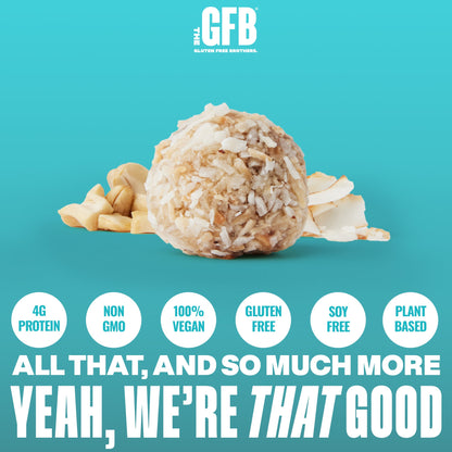 GFB Coconut Cashew Bites snack pack with gluten-free GFB Bites branding and colorful packaging.