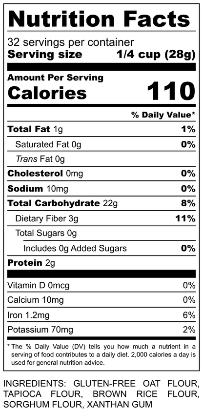 Eban’s Bakehouse Gluten Free All Purpose Flour Blend 2lb bag with nutrition label for baking and cooking.