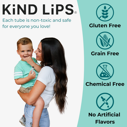 Kind Lips Unscented Organic Lip Balm tube with a simple, clean design and natural packaging on a white background.