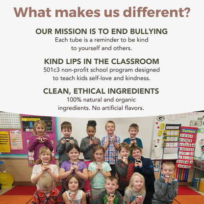 Kind Lips Unscented Organic Lip Balm tube with minimalist packaging and clear branding, showcasing a natural and eco-friendly product.