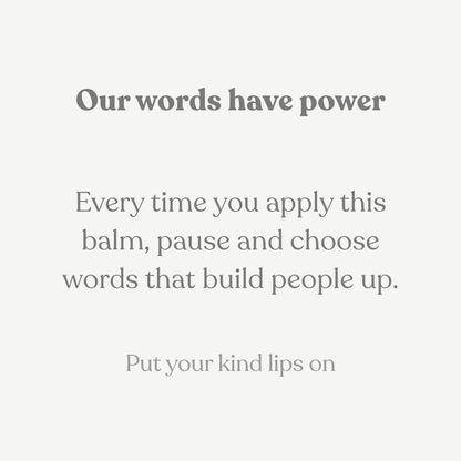 Text on a light gray background about the power of words and the importance of using kind language.