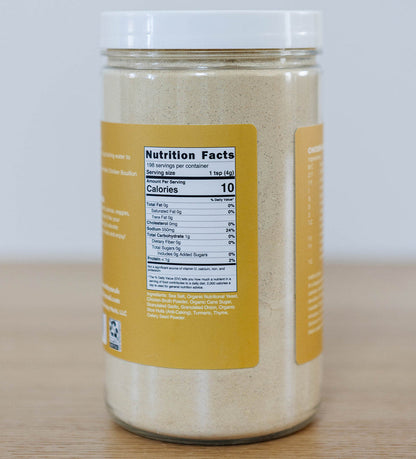 Clean Monday Meals chicken bouillon seasoning in a jar, perfect for enhancing soups and dishes with savory flavor.
