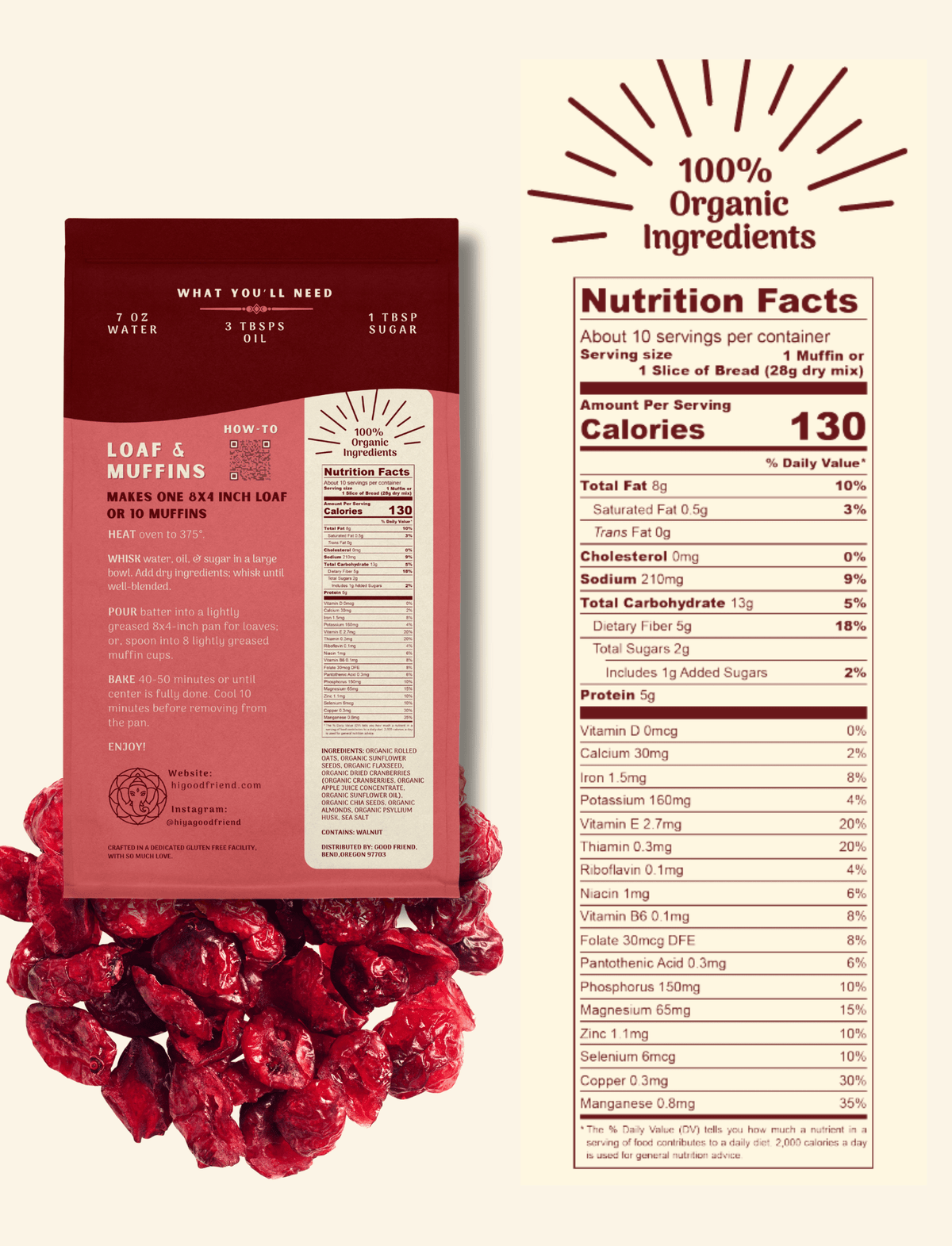 Good Friend variety bread mix 4-pack with nutritional info on packaging, showcasing different types of bread mixes included.