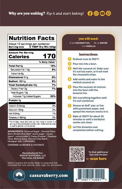 Cassavaberry Chocolate Brownie Mix | Plant-Based (3-pack)