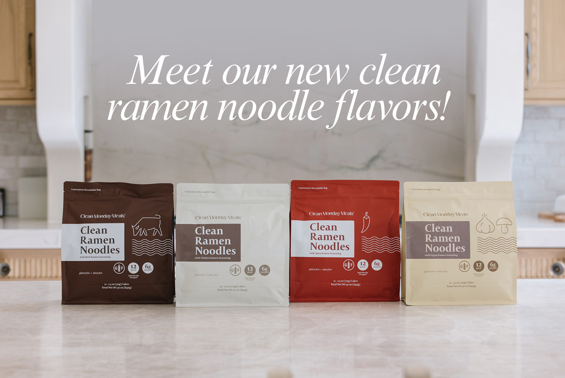Bowl of Clean Monday Meals ramen noodles with vegetables and broth, showcasing the healthy, flavorful ramen from Clean Monday Meals.