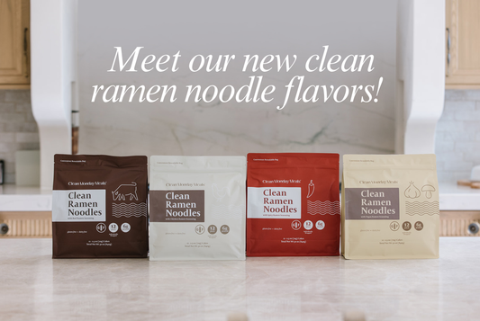 Bowl of Clean Monday Meals ramen noodles with vegetables and broth, showcasing the healthy, flavorful ramen from Clean Monday Meals.