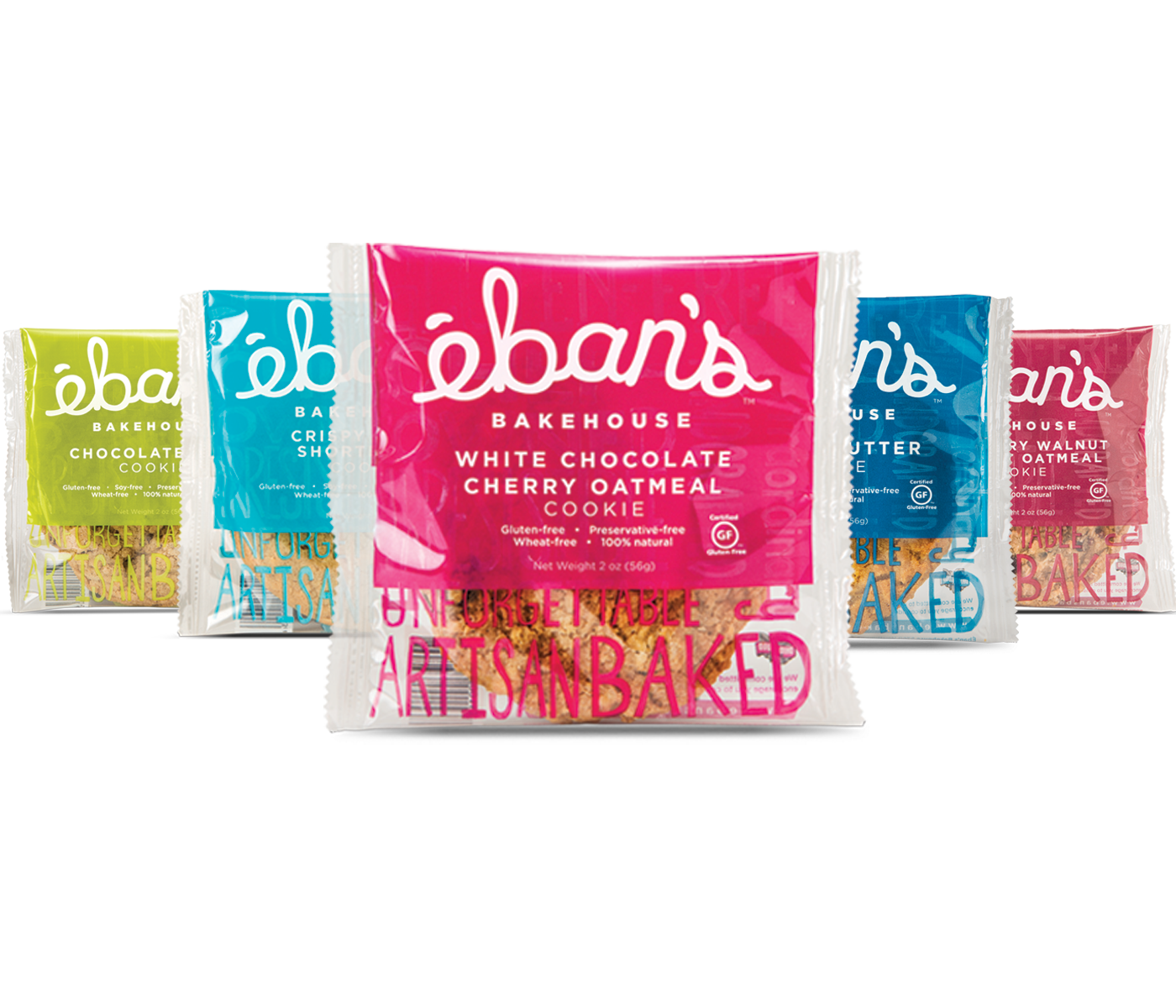 Eban's Bakehouse white chocolate cherry oatmeal cookies, 12-pack, with visible chunks of white chocolate and dried cherries