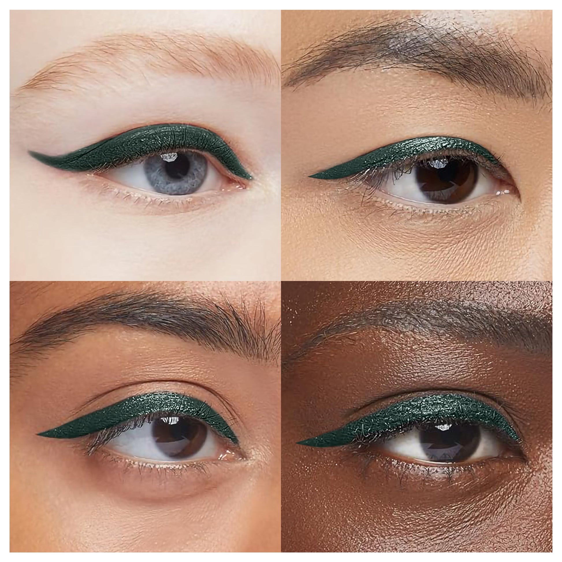 EpiLynx waterproof liquid eyeliner pen in green with matte and shimmer shades, featuring precise, smudge-proof application