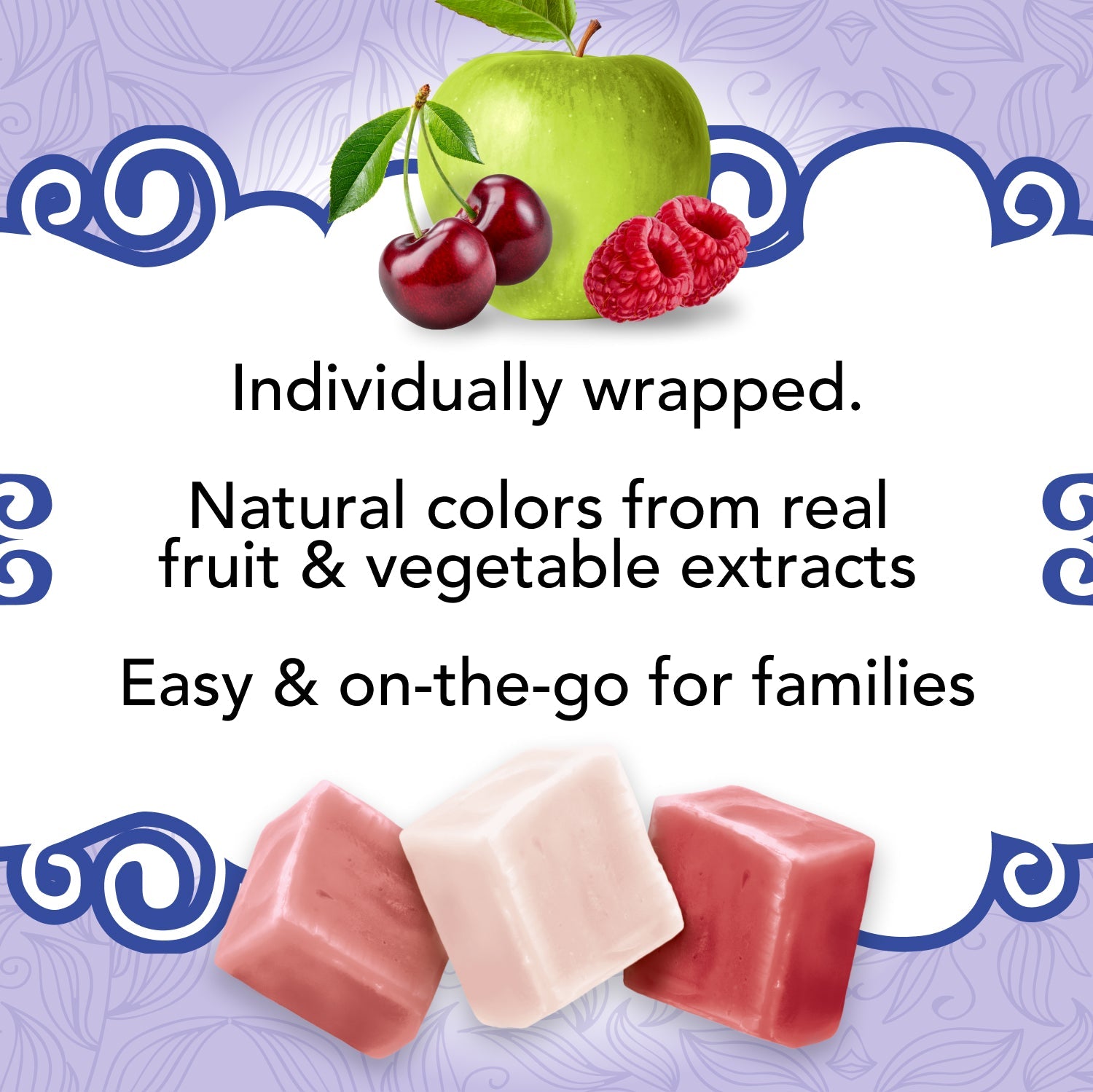 Organic FruitChew sour candies from Lovely Candy Company displayed with colorful packaging and vibrant fruit flavors.