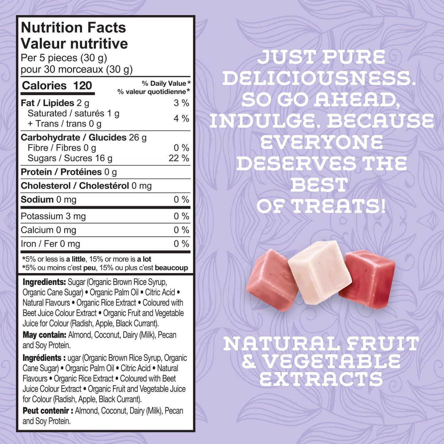 Assorted organic fruit chews from Lovely Candy Company, colorful sour and sweet candies in a sampler pack.