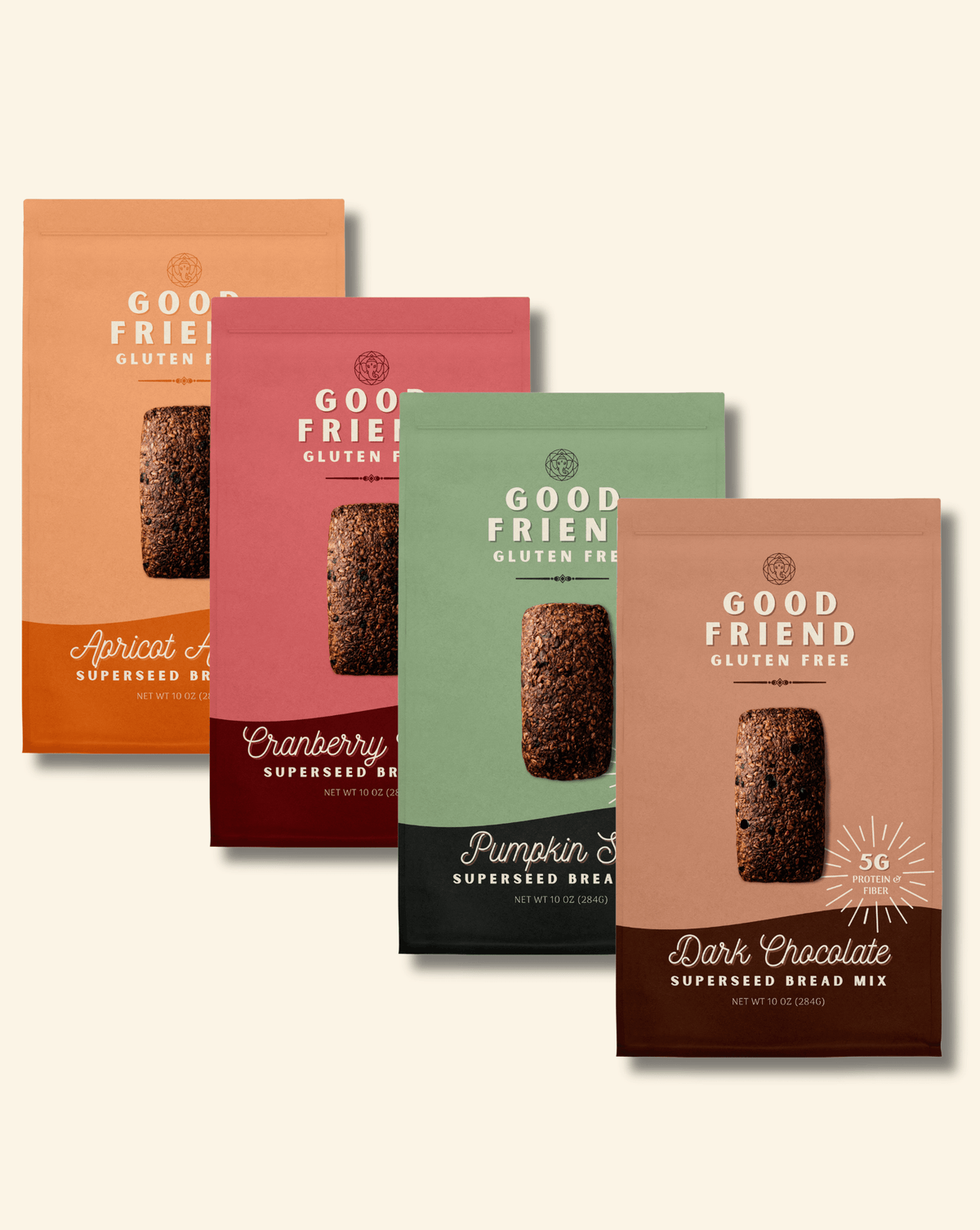 Assorted bread mixes from Good Friend Variety Pack, featuring four different types of bread mix packages in a lineup.
