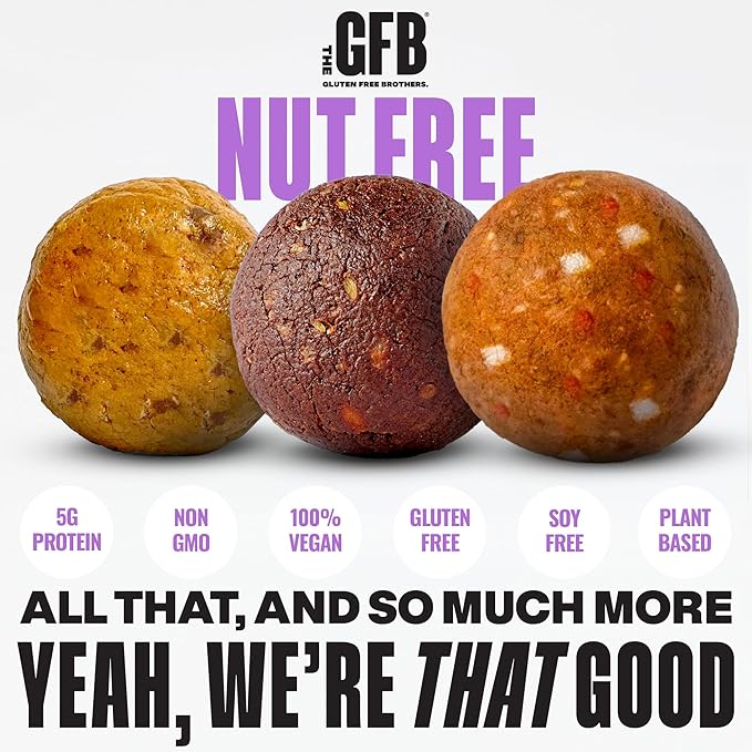Three packs of The GFB Cookie Bites Nut-Free Sample Pack with assorted flavors, displayed in a row.