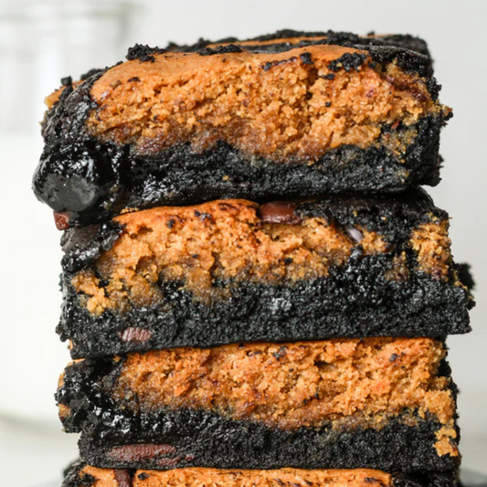 Gluten-free brownies from Sweet Addison's in a box, featuring rich chocolate squares and a fudgy texture.