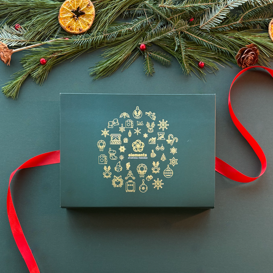 Assorted Elements Truffles Founders Favorites Gift Box with luxurious chocolates arranged in a decorative box.