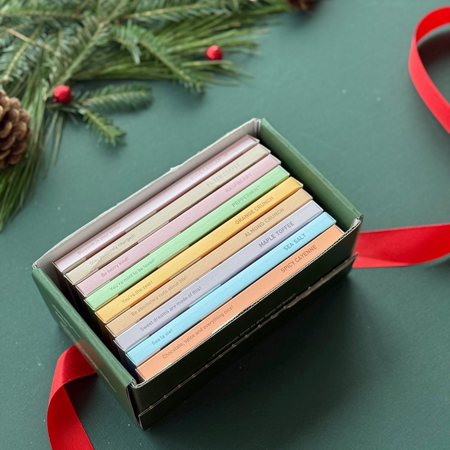 Assorted Elements Truffles chocolates from The Soma Collection in elegant packaging with smooth, glossy surfaces and rich chocolate colors.