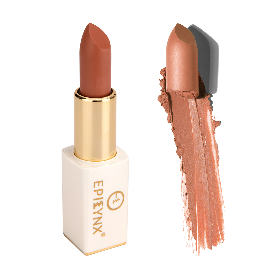 EpiLynx vegan matte lipstick in a magnetic case, showing the hydrating, long-wear lipstick with sleek packaging.