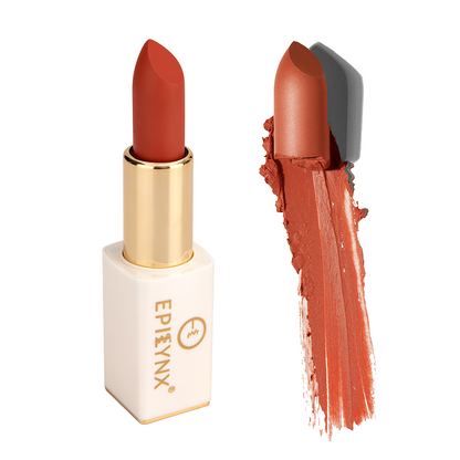 EpiLynx Vegan Matte Lipstick in a magnetic case, showcasing the hydrating, long-wear lipstick with a smooth matte finish.