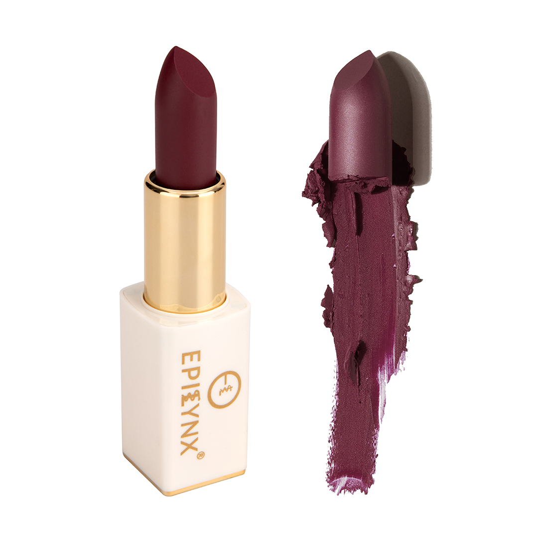 EpiLynx Vegan Matte Lipstick in a magnetic case, featuring hydrating, long-wear formula with a smooth, matte finish.