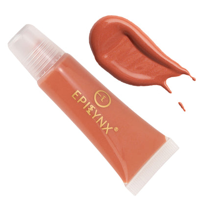 EpiLynx Hydrating vegan lip balm with sheer tint, showing a smooth, moisturizing application on lips with a subtle shine.