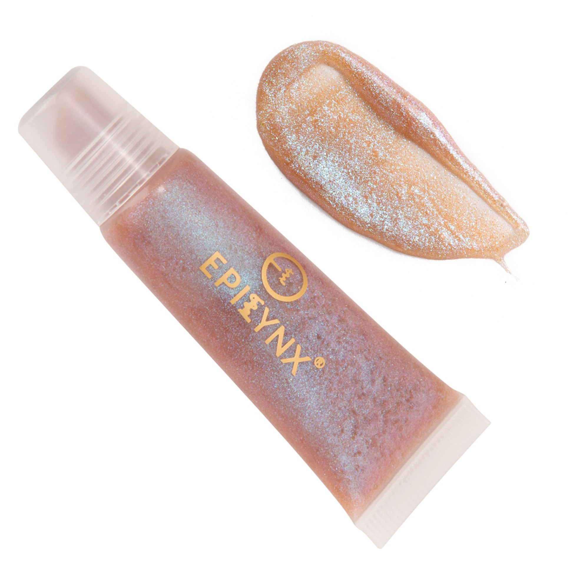 EpiLynx Hydrating Vegan Lip Balm with sheer tint, showing a smooth, moisturized lip with a hint of color and a glossy finish.