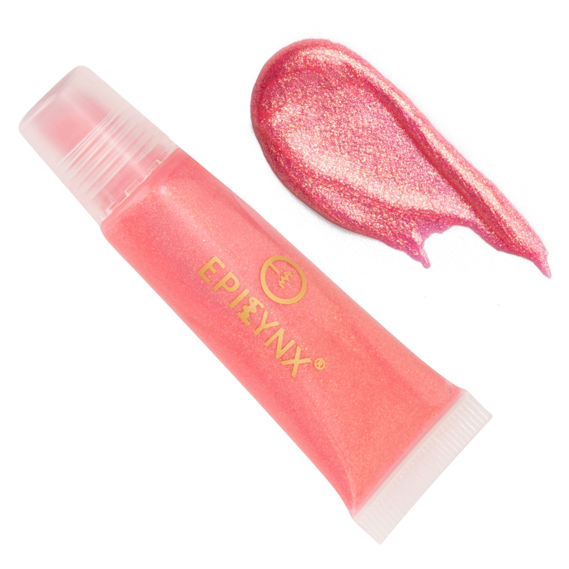 EpiLynx hydrating vegan lip balm with a sheer tint, showing a smooth, moisturized lip application in a close-up image.