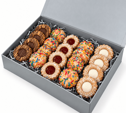 Assorted luxury cookie gift box from My Dad's Cookies featuring a variety of holiday bakery favorites.